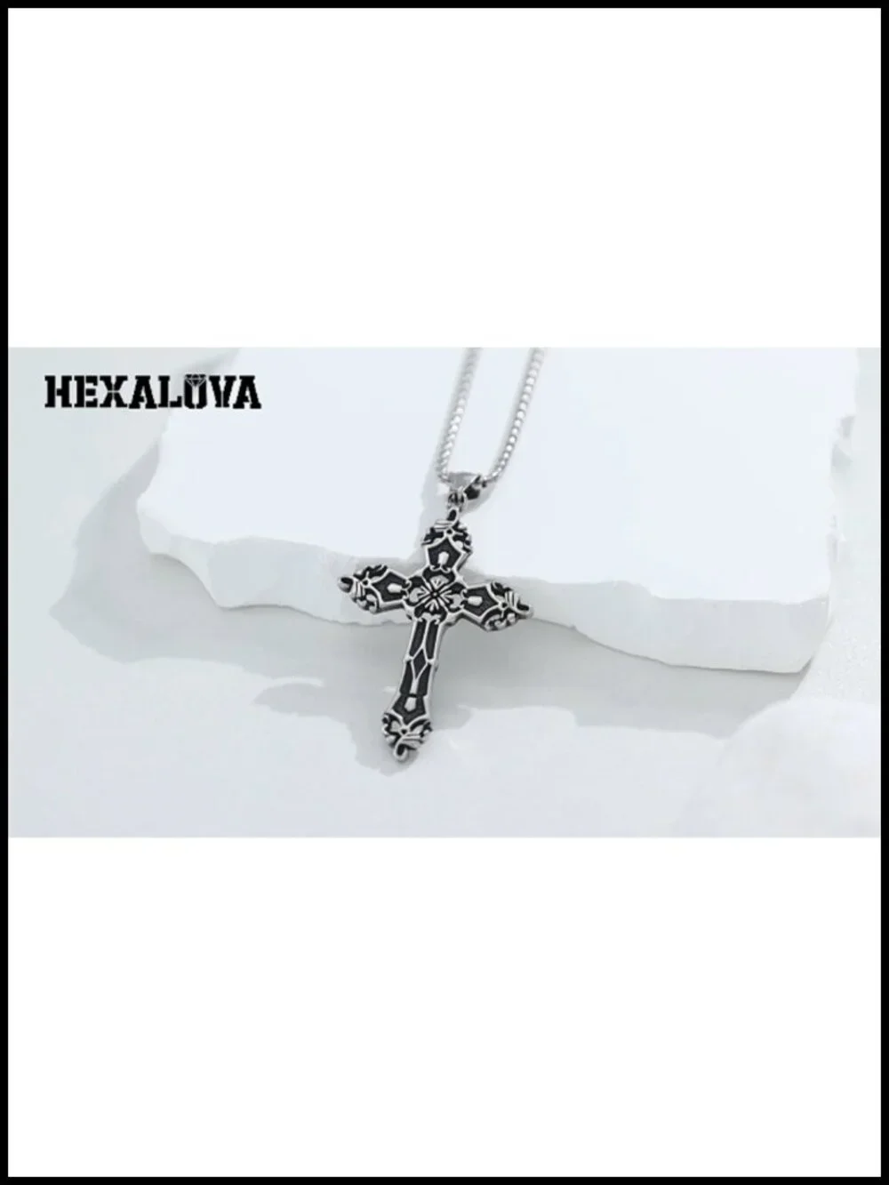 Gothic Cross Pendant Necklace 316L Stainless Steel Victorian Filigree Dark
